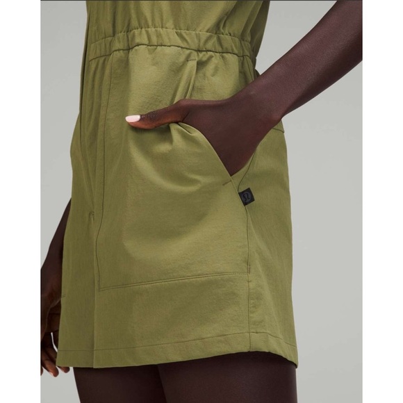 Lululemon lab Zip Front Collared Romper Bronze Green W1DHPS Sz 8 - Picture 2 of 15